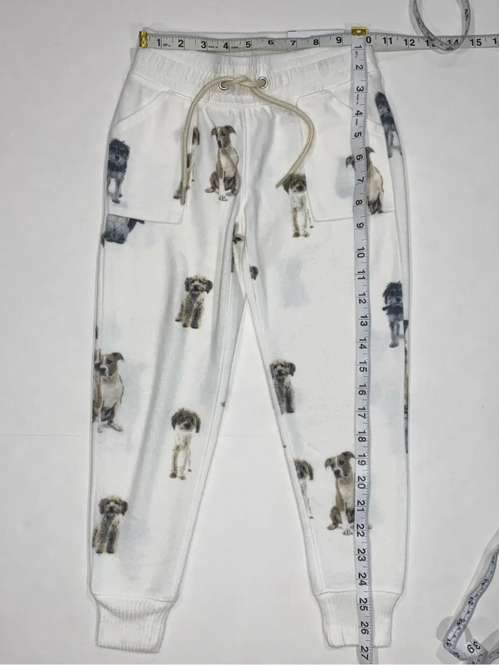 Justice Girls’ Photo Real Dog (Cat) Print Off-White Joggers Size 6